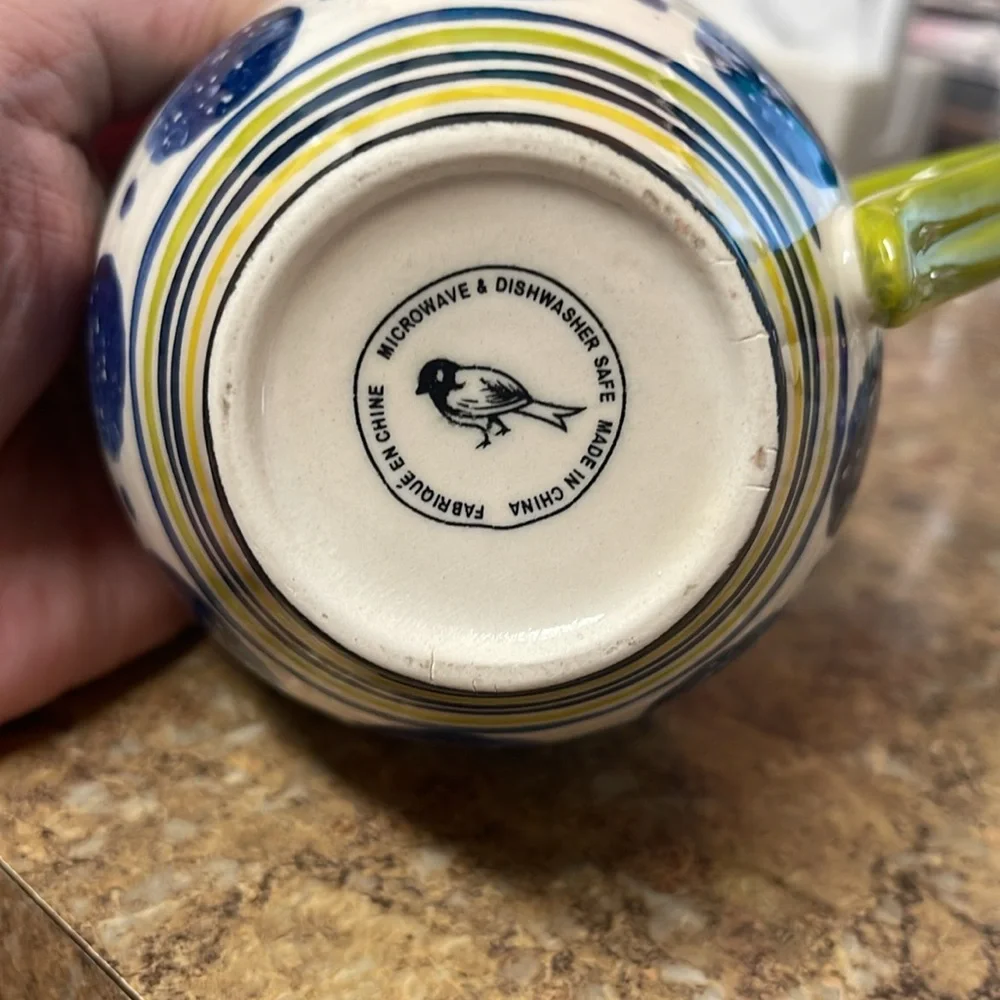Anthropologie Spongeware Dots & Stripes Bubble Mug